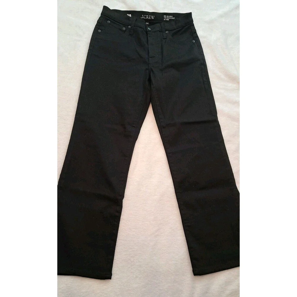 J.Crew '03 Mid-Rise Kickout Jeans Black Kicky Hem High Rise CC527 Size 28 NWT